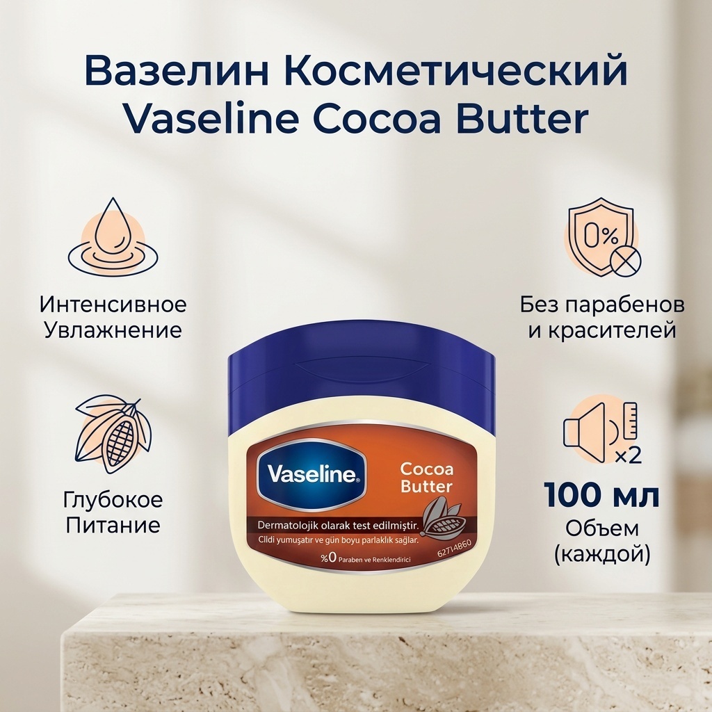 Vaseline Cocoa Butter вазелин косметический для тела 100 мл