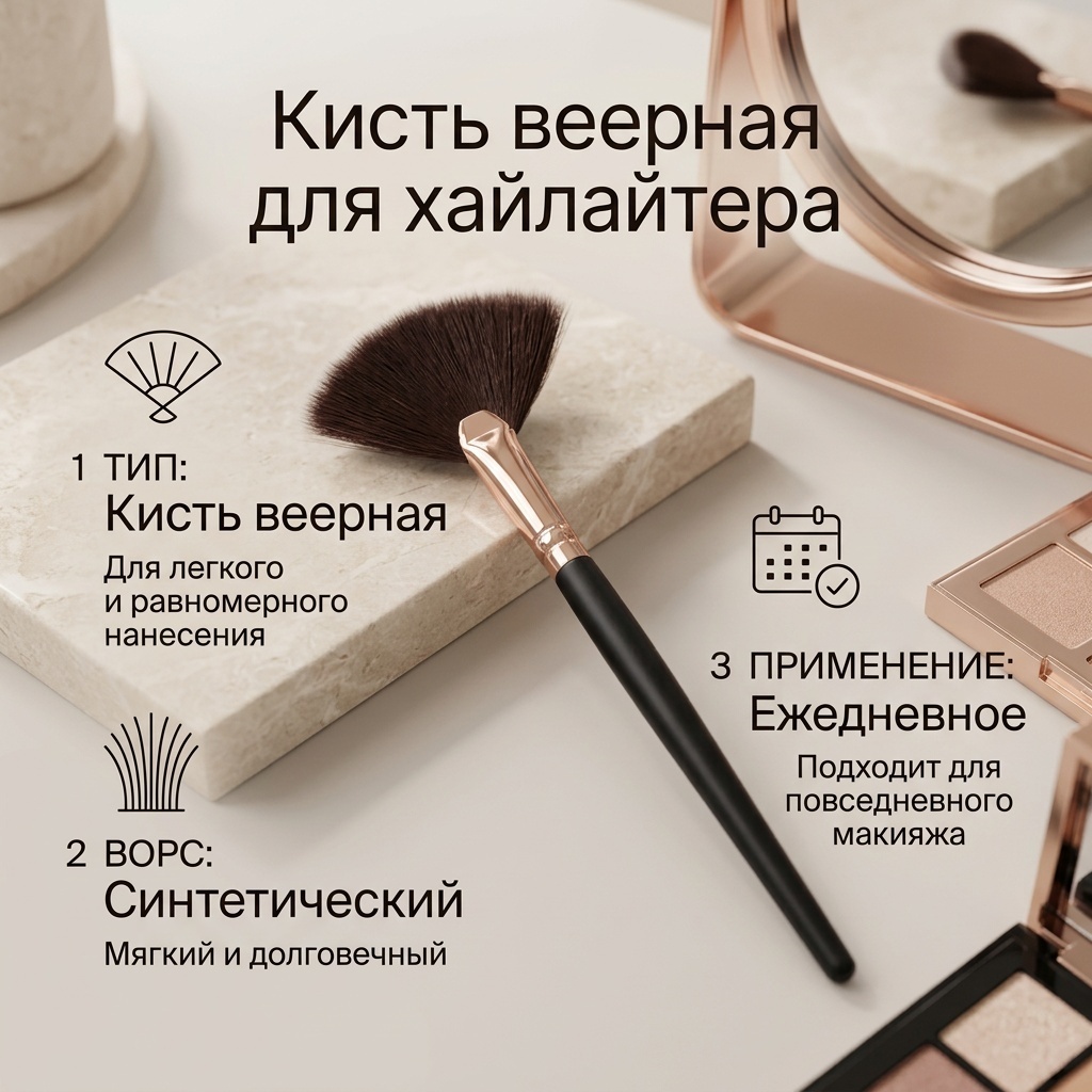 Кисть для хайлайтера черный 1 шт
