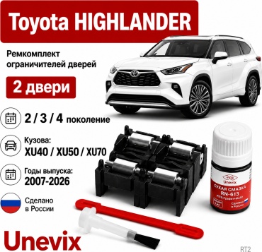 Unevix Ремкомплект ограничителей дверей Toyota Highlander XU40 / XU50 / XU70 (2007–2026) — комплект на 2 двери