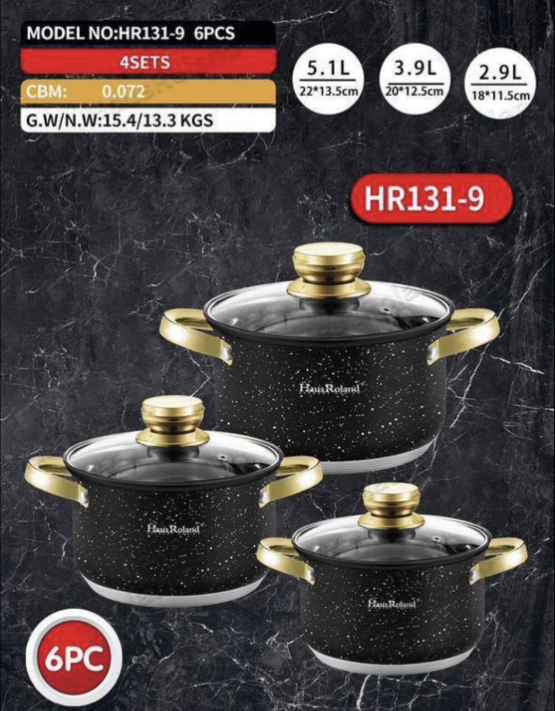 Haus Roland набор кастрюль Hr 131-9 3 в 1