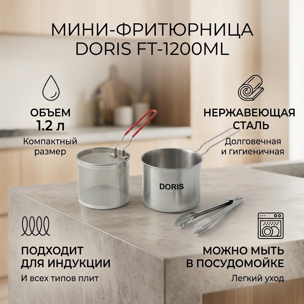 Фритюрница DORIS 12.5 см , нержавеющая сталь