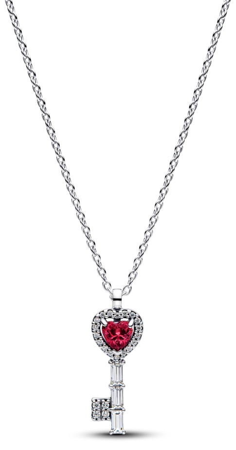 Колье PANDORA «Объемный ключ-сердце» 394392C01-45 длина 45 см вес 2.59 г серебро, кристалл