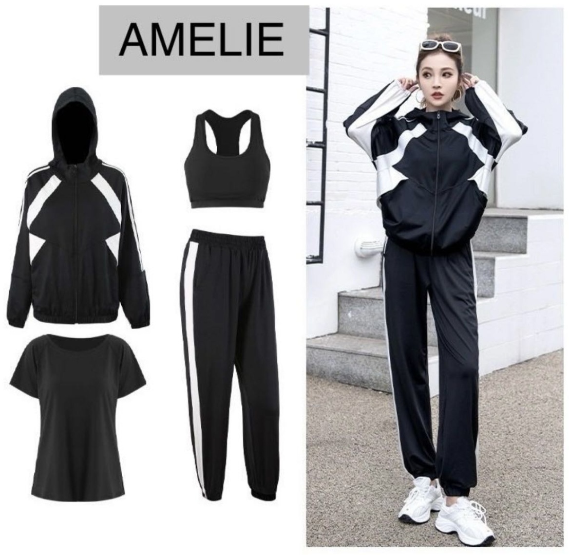 Спортивный костюм AMELIE черный, белый