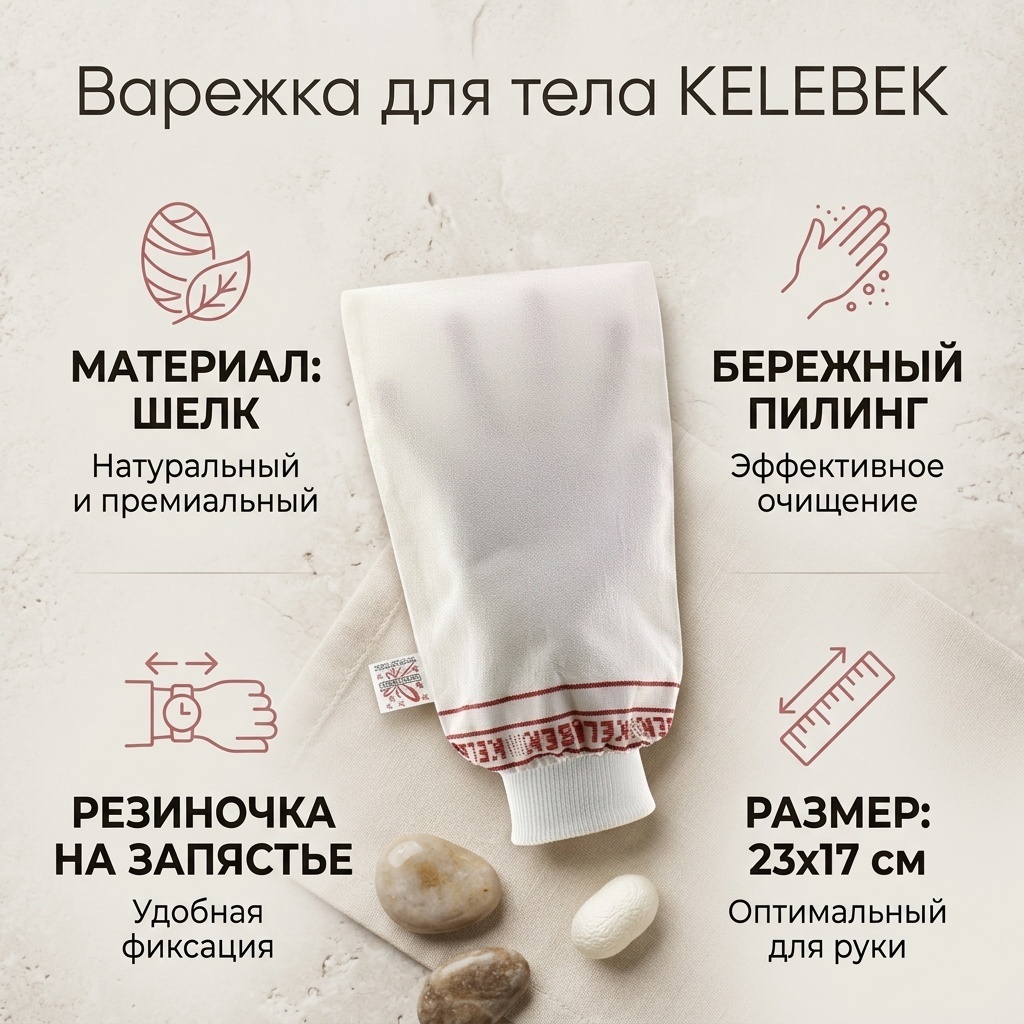 KELEBEK варежка для тела, для пиллинга белый 1 шт