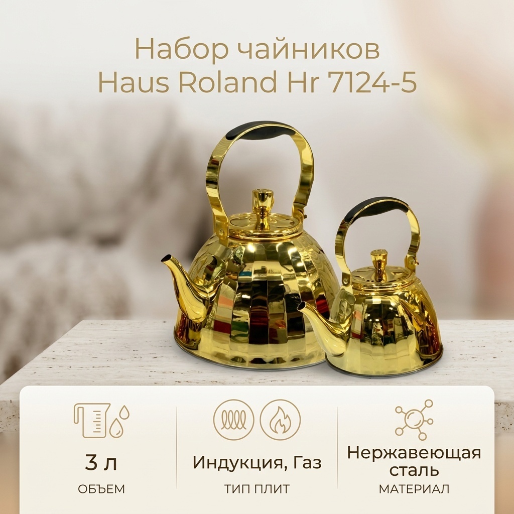 Haus Roland набор чайников Hr 7124-5 3 л, нержавеющая сталь