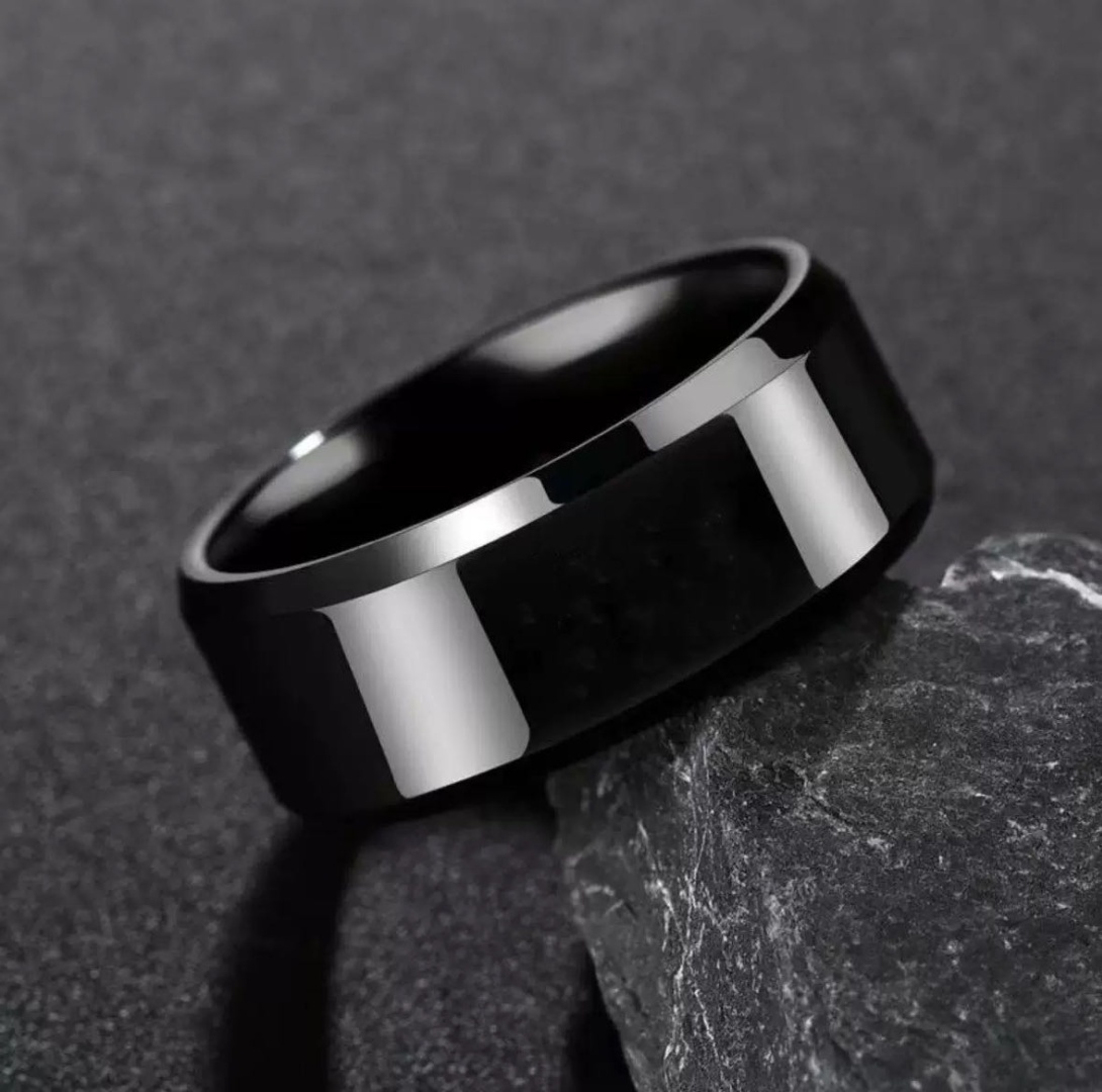 Кольцо Stainless Steel 0564 размер 21 титан, без вставок, черный