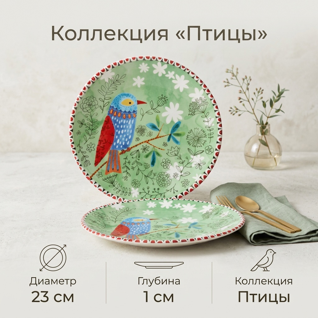 Тарелка Bird 23 см, 1 шт, керамика