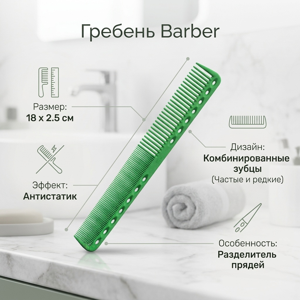 Barber гребень 18x2.5 см