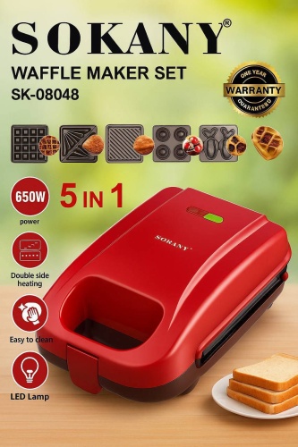 Вафельница SOKANY SK-08048 красный