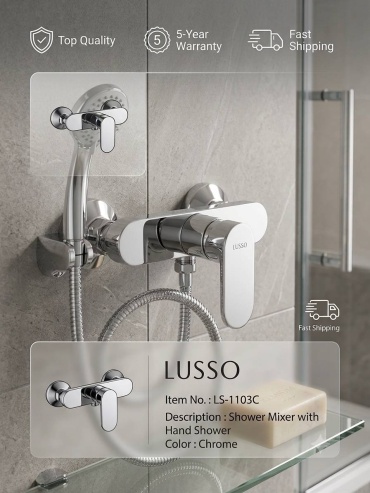 Смеситель LUSSO 1103 LS, латунь, цвет хром, серебряный