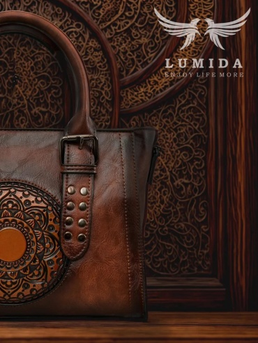 Сумка трапеция Lumida натуральная кожа коричневый