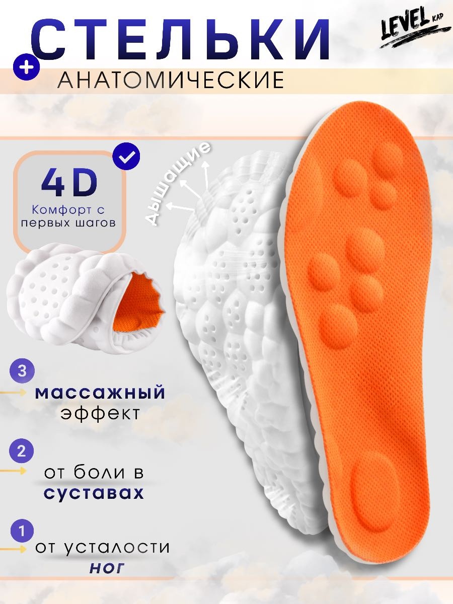 LEVEL KAP стельки Ls1 размер 41-42, классические, для спортивной обуви, для детской обуви, для рабочей обуви
