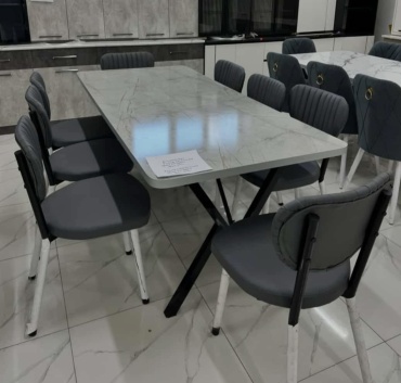 Комплект UZA LUX Lotus, стол 200х80 см + 8 стульев, серый