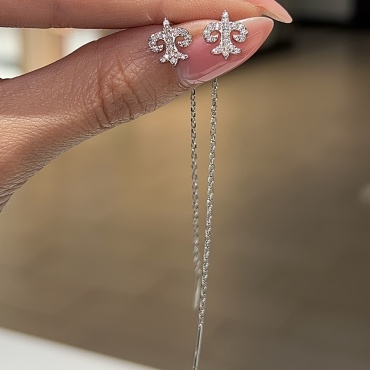 Серьги-цепочки Ipekyolu Jewellery 636AY вес 2 г серебро, фианит