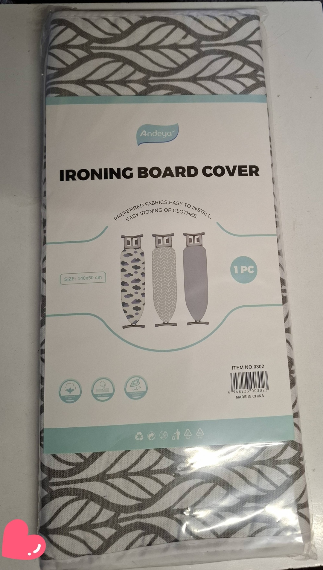 Чехол для гладильной доски 1st Home Linen Листья 140x50 см