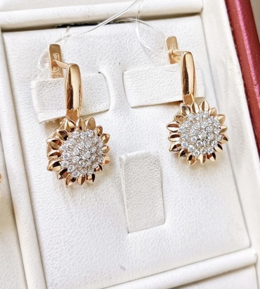 Серьги ALORIS RR17 вес 3.18 г золото, фианит