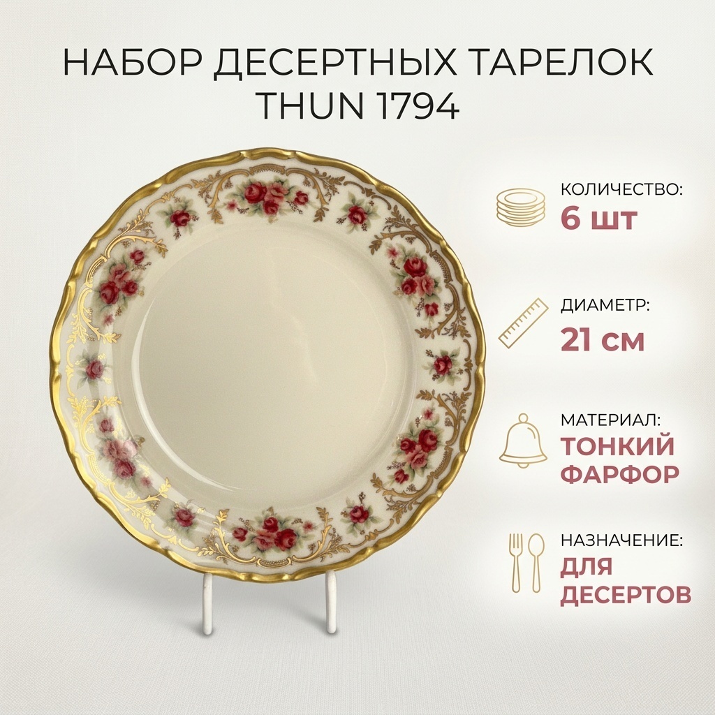Набор тарелок Thun 1794 21 см, 6 шт, фарфор