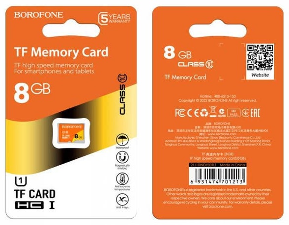 Карта памяти Borofone microSD 6931474701213 8 Гб
