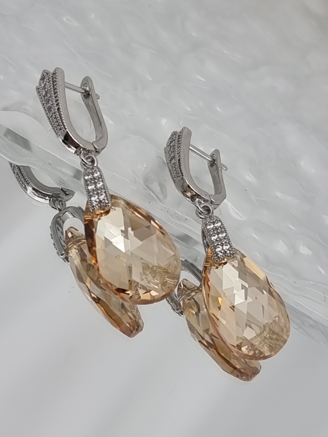 Серьги бижутерный сплав, кристаллы Swarovski