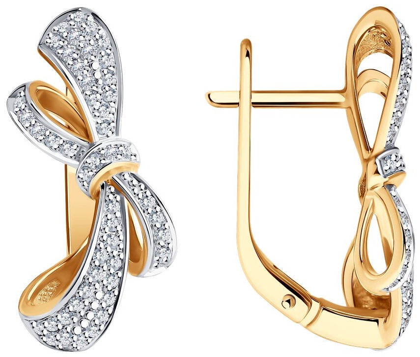 Серьги Diamant Бантик красное 2836099 вес 4.6265 г золото, бриллиант