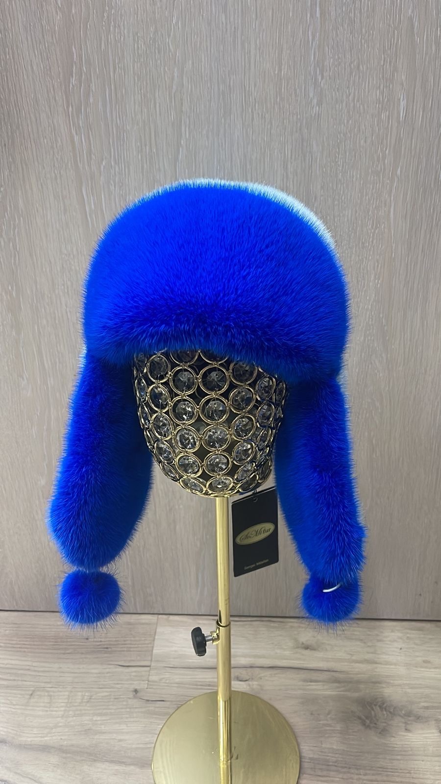 Ушанка SemiFur размер 56, 57, 58, 59, голубой, антрацит