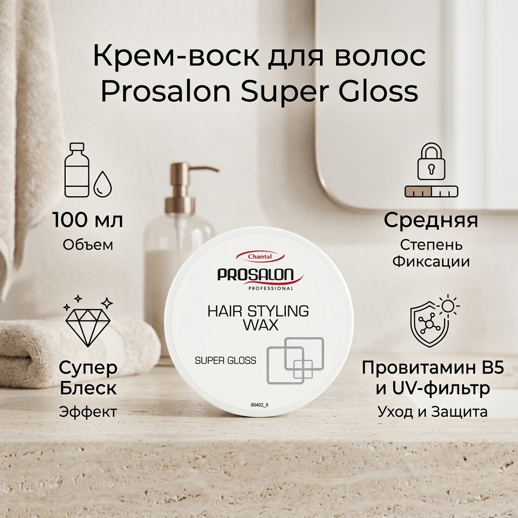 Prosalon Hair styling wax super gloss крем-воск средняя фиксация 100 мл
