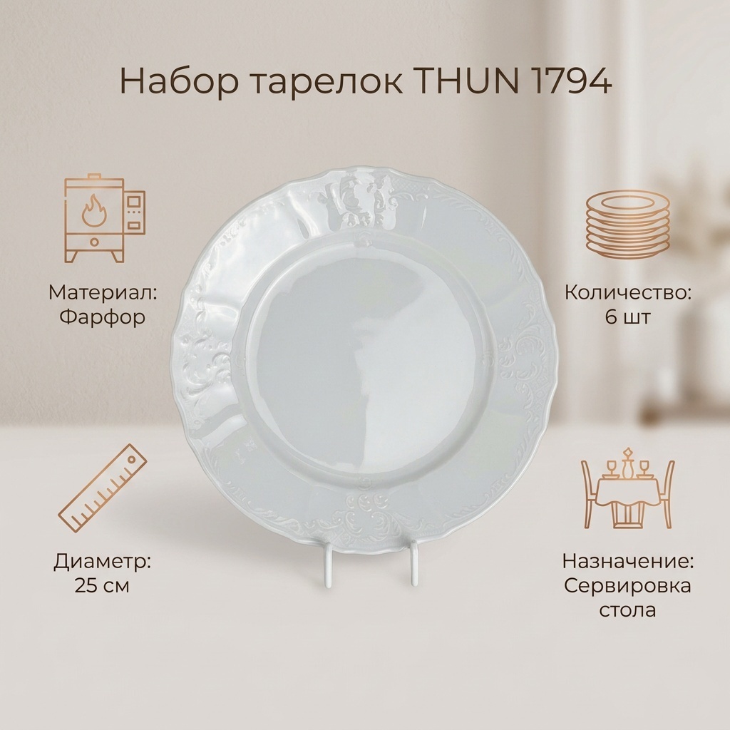 Набор тарелок Thun 1794 25 см, 6 шт, фарфор