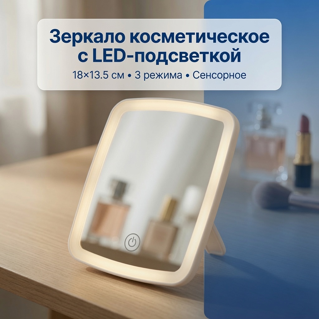 Зеркало настольное косметическое 18х13,5 см