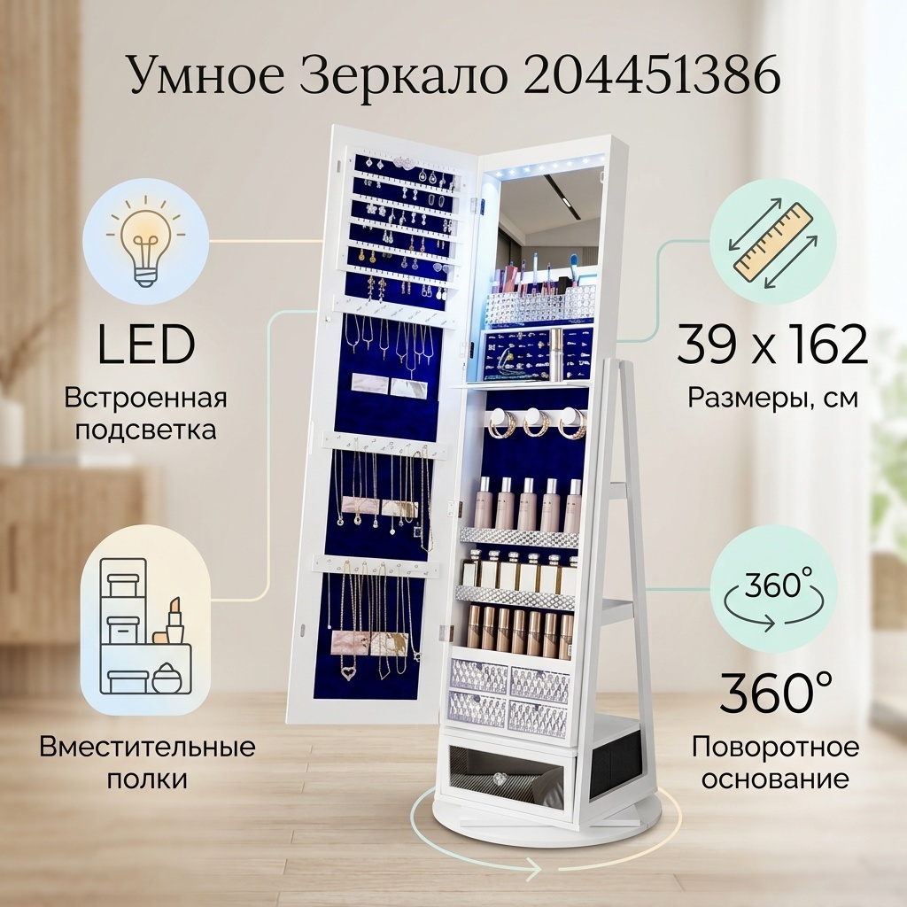 Умное зеркало напольное 39x162 см