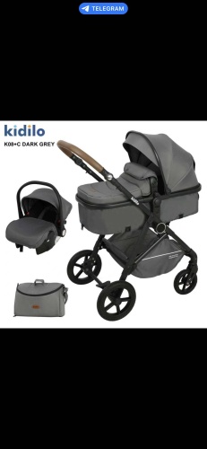 Коляска-автокресло Kidilo Коляска универсальная 3 в 1 темно-серый, темно-серый
