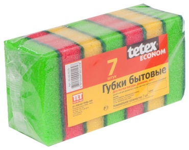 Губка универсальная Tetex с абразивом 7 шт, абразив