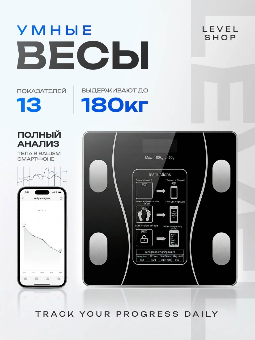 Напольные весы 100-TON электронные 1510 до 180 кг
