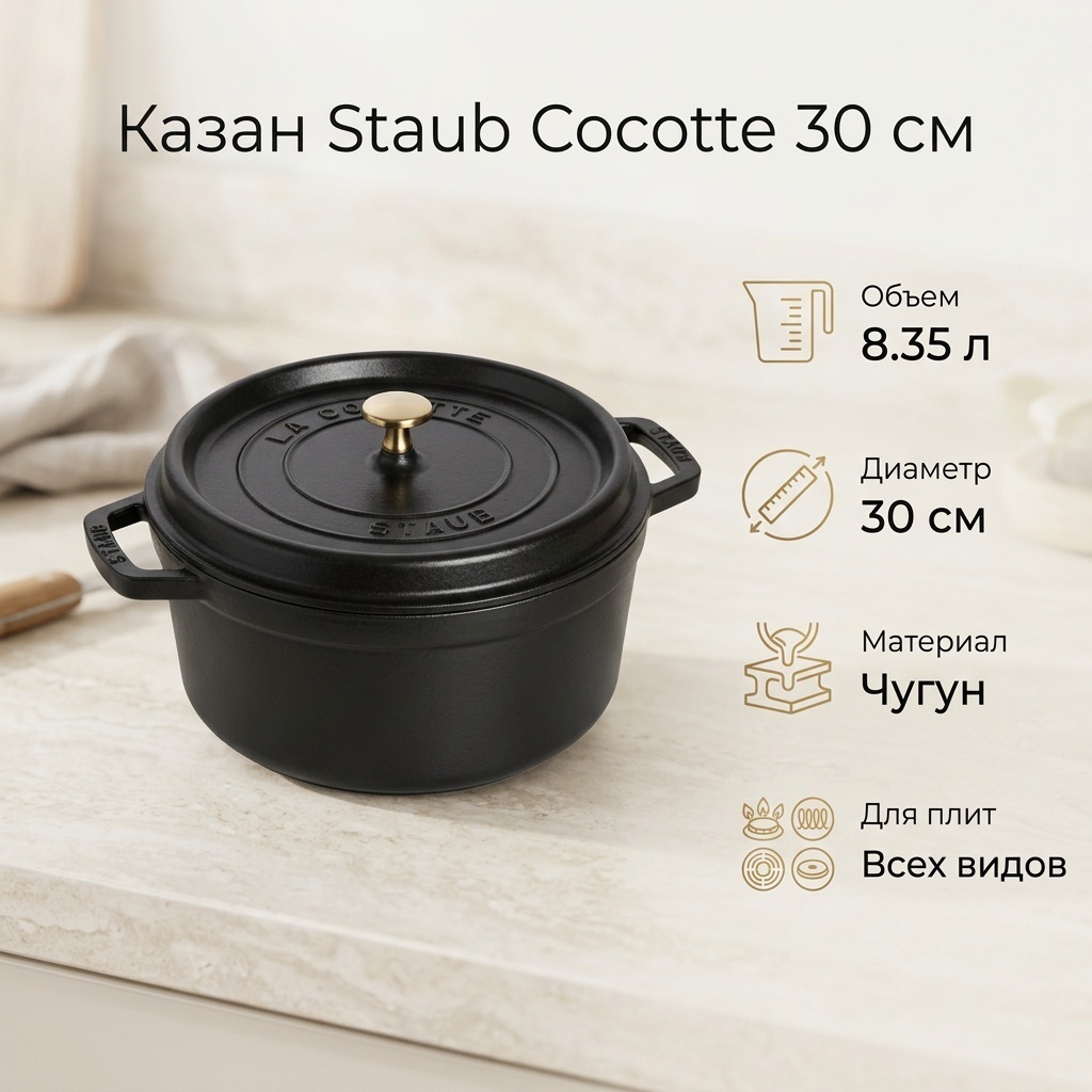 Кокот Staub 8.35 л, чугун