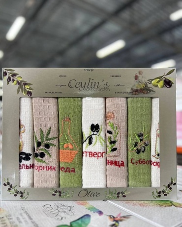 Набор полотенец Ceylins 60x40 см, хлопок, ткань вафельная, 7 шт,