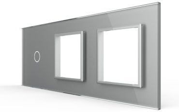 LIVOLO Панель 1кл+Роз.+Роз. серая стекло BB-C7-C1/SR/SR-15, серый