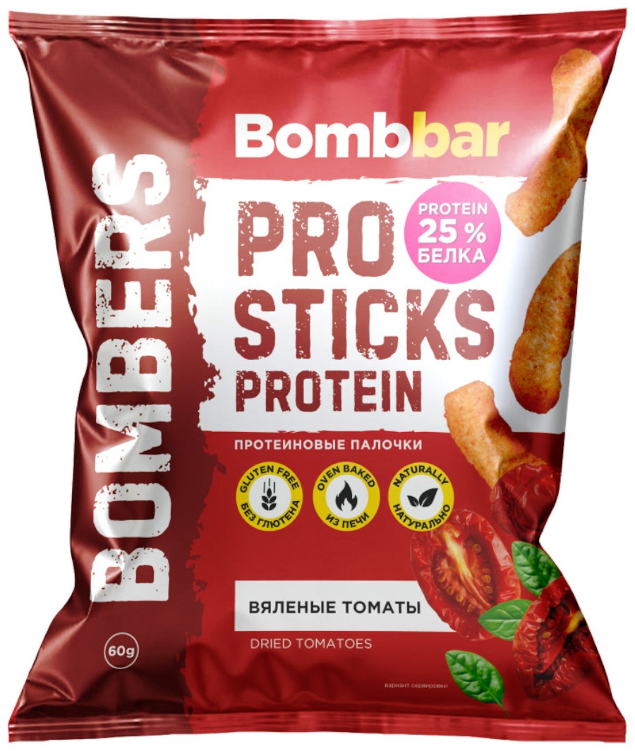 BombBar кукурузные палочки протеиновые со вкусом вяленых томатов 60 г