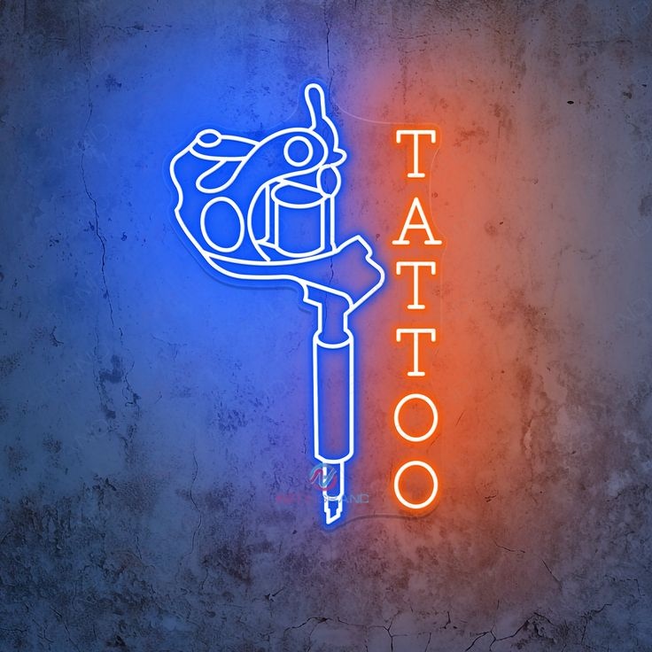 Neon.Omir неоновая вывеска настенный Tattoo, синий, оранжевый