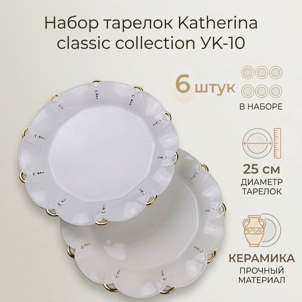 Набор тарелок Katherina classic collection 25 см, 6 шт, керамика