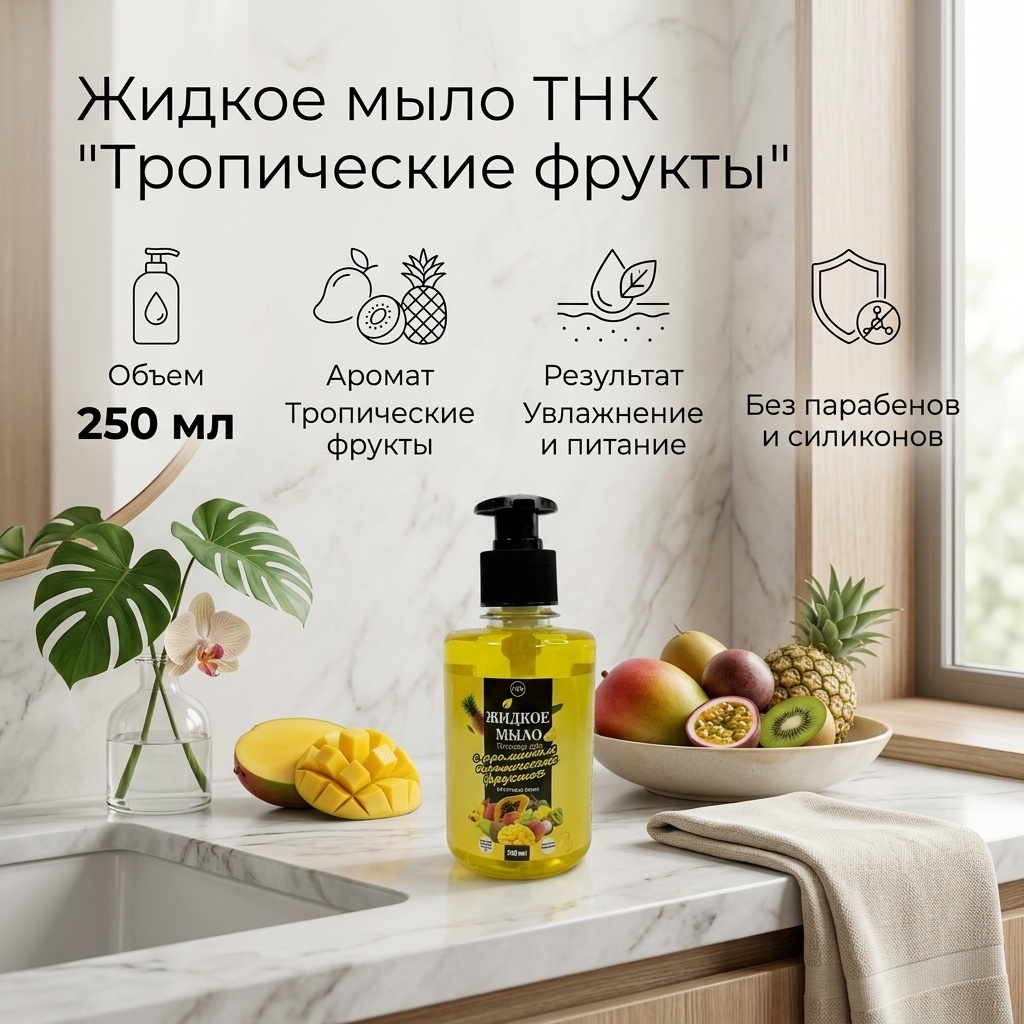Жидкое мыло туалетное ТНК Фруктовая серия Тропические фрукты 250 мл