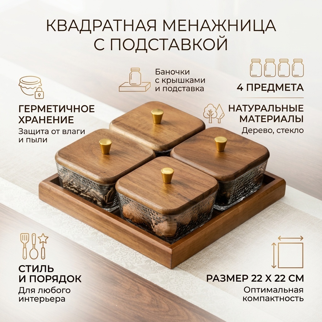 Менажница 404838196 404838196 квадратная 4 шт