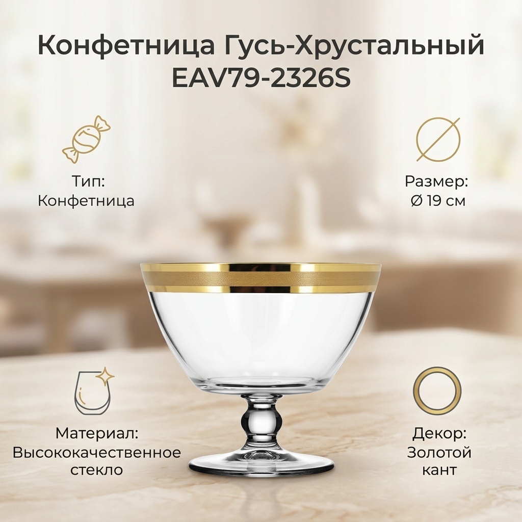 Гусь-Хрустальный конфетница EAV79-2326S круглая 1 шт