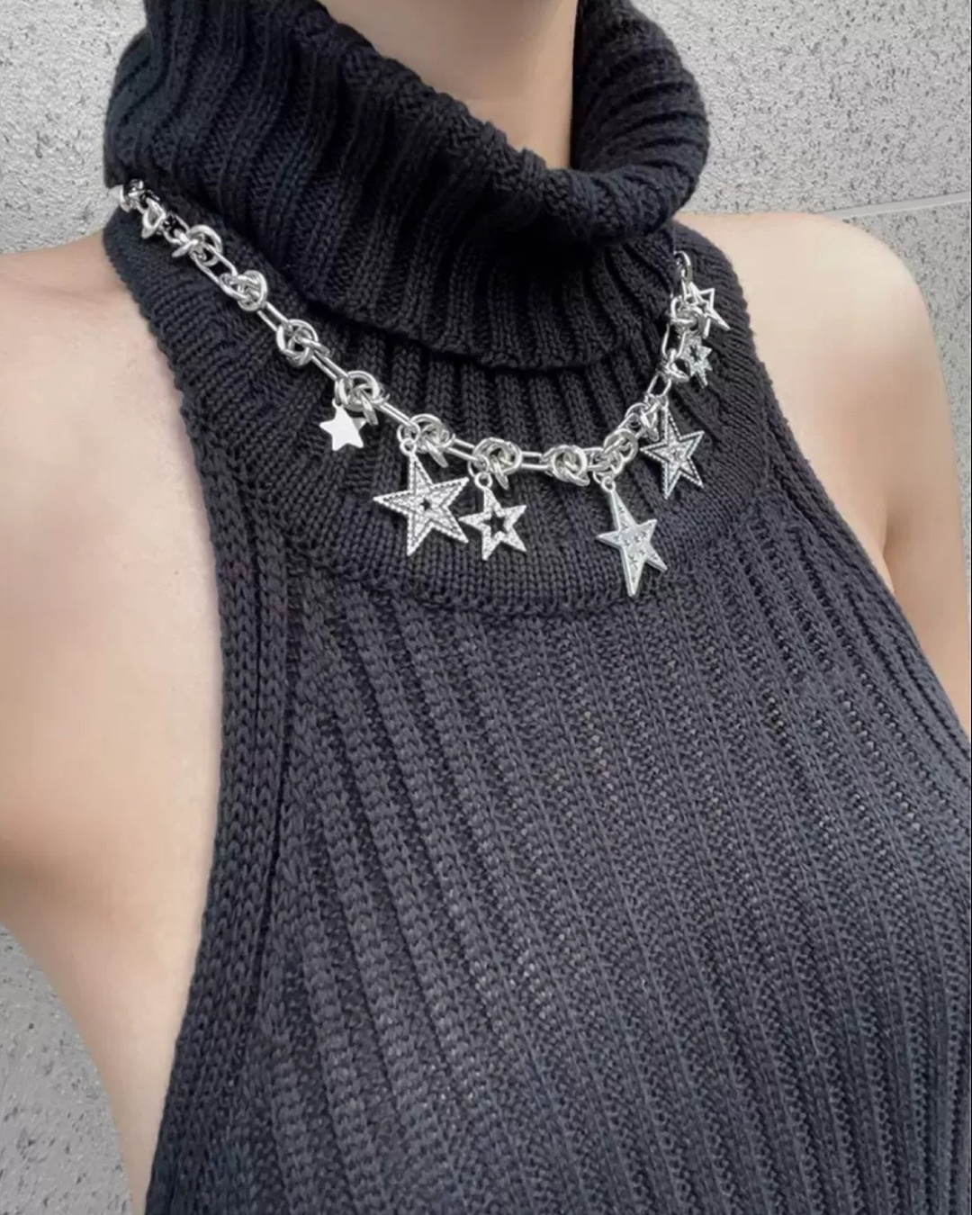 Цепь Fashion Jewelry длина 51 см бижутерный сплав, титан страз