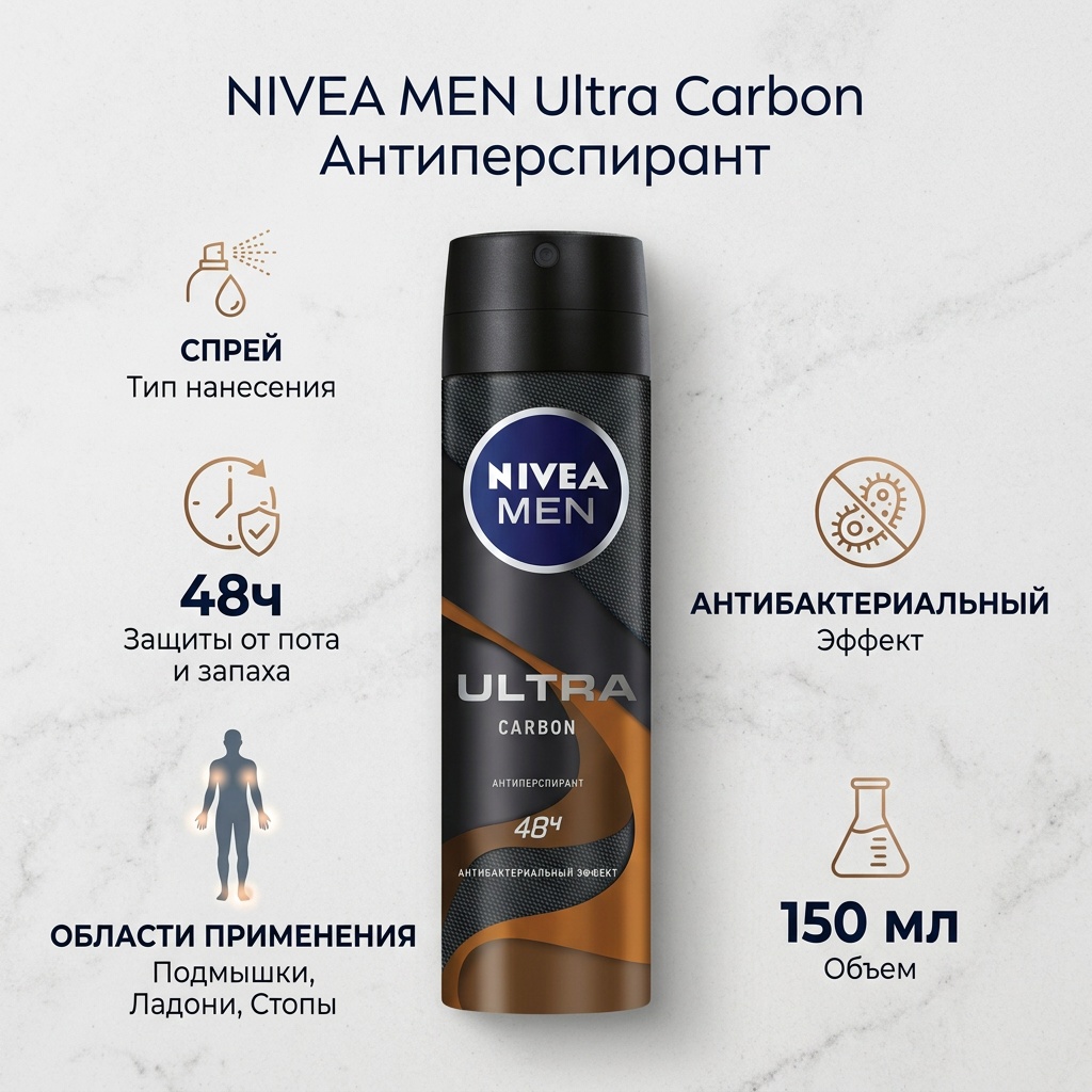 NIVEA Ultra Carbon антиперспирант для мужчин 150 мл
