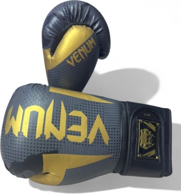 Боксерские перчатки Venum 10 oz черный, серый, золотистый