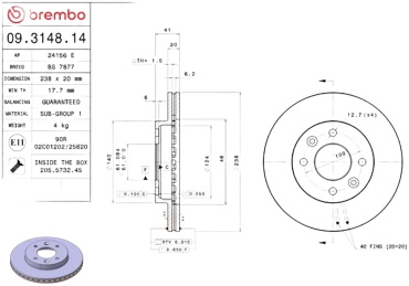 Диски Brembo передние 09314814