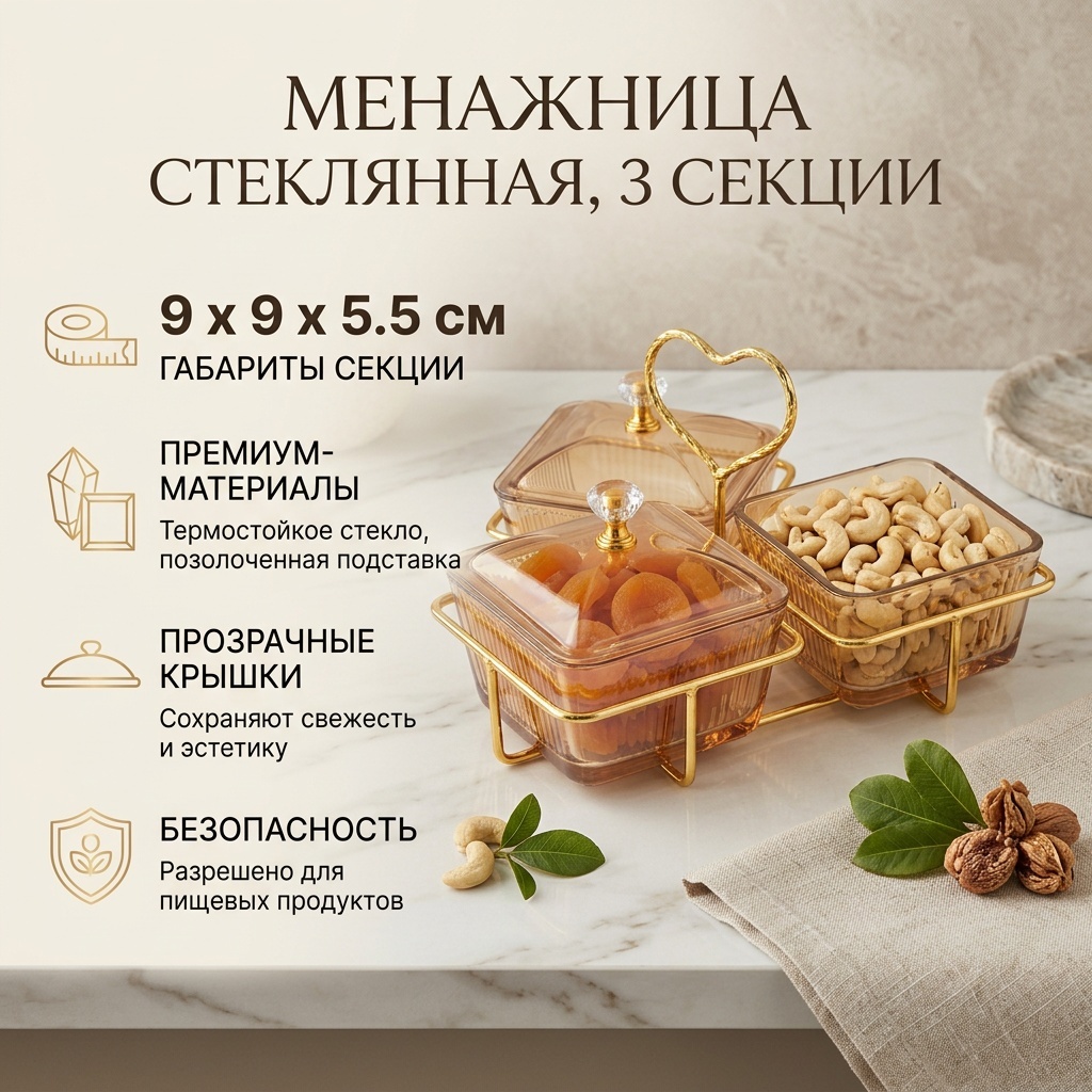 MGC менажница Zol3kv квадратная 3 шт