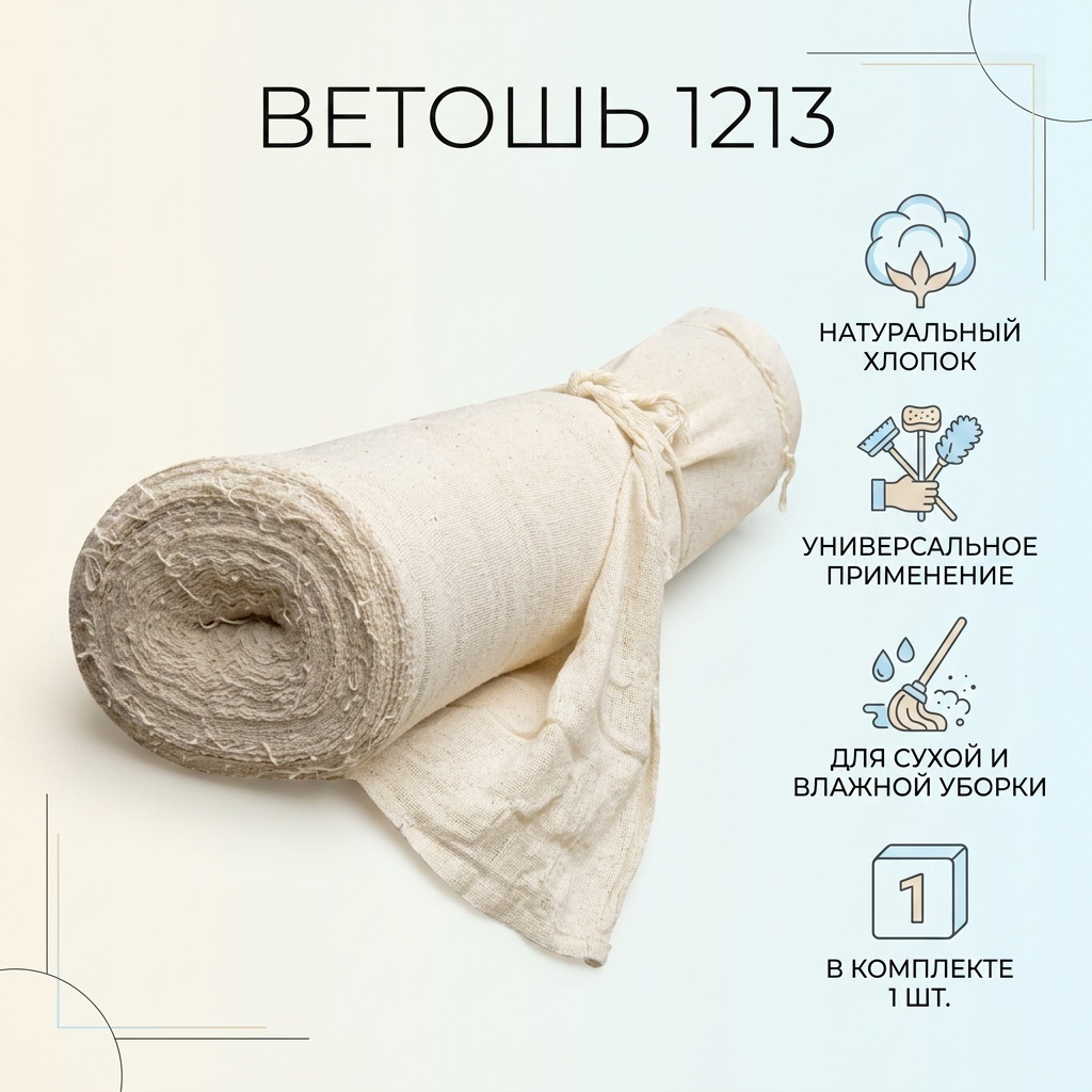 Ветошь для пола, универсальная 1213 1 шт, хлопок