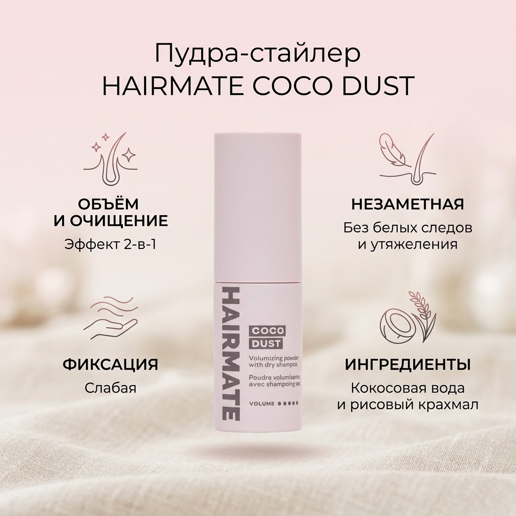 Hairmate 04 COCO DAST для объема волос пудра слабая фиксация 7 г