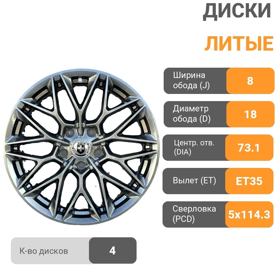 RNO X38 8x18/5x114.3 D73.1 ET35 4 диска графит