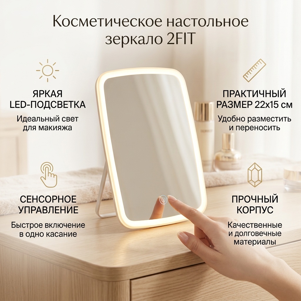 2FIT зеркало настольное косметическое 699548 22х15 см